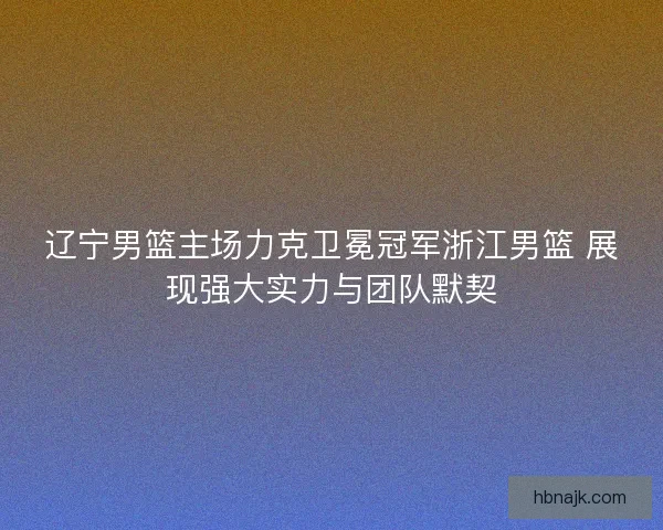 辽宁男篮主场力克卫冕冠军浙江男篮 展现强大实力与团队默契
